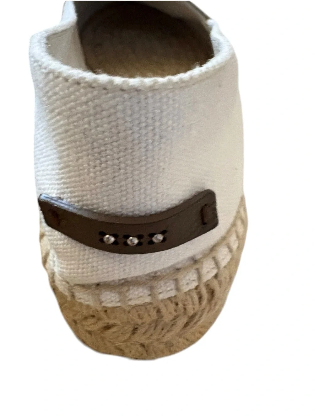 Peserico Linen Canvas Two Tone Espadrilles Flat Shoes Monili Detail Grey White